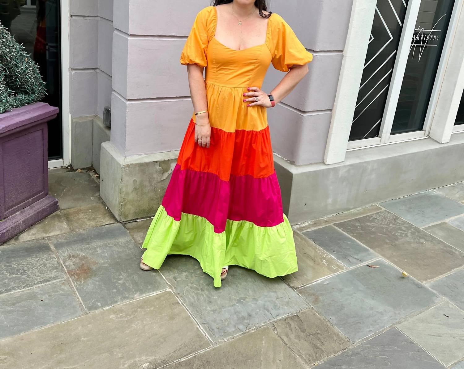 Flying Tomato - Color Block Solid Woven Maxi Dress