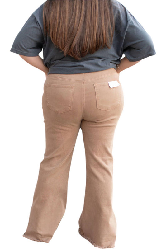 Risen - High Rise Side Slit Flare Jeans Plus Size