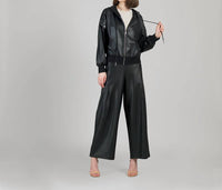 Clara Sun Woo - Liquid Leather Zip Hooded Jacket