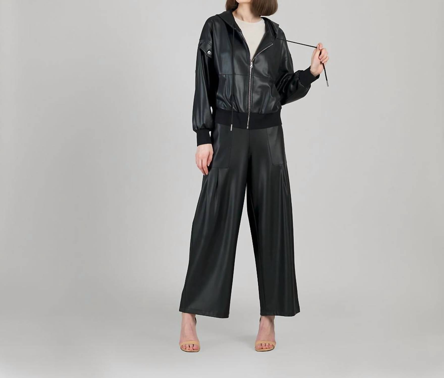 Clara Sun Woo - Liquid Leather Zip Hooded Jacket