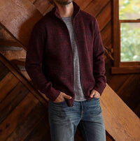 Flags & Anthem Roen Marled Mockneck Sweater in maroon - men's sweater - detail view