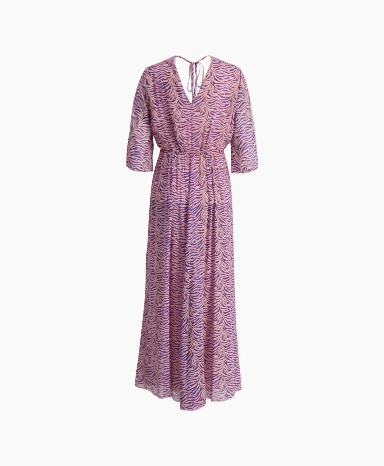 forte forte Women's Heartbeat Print Cotton Silk Voile Cut Out Dress in purple - women's dress - detail view