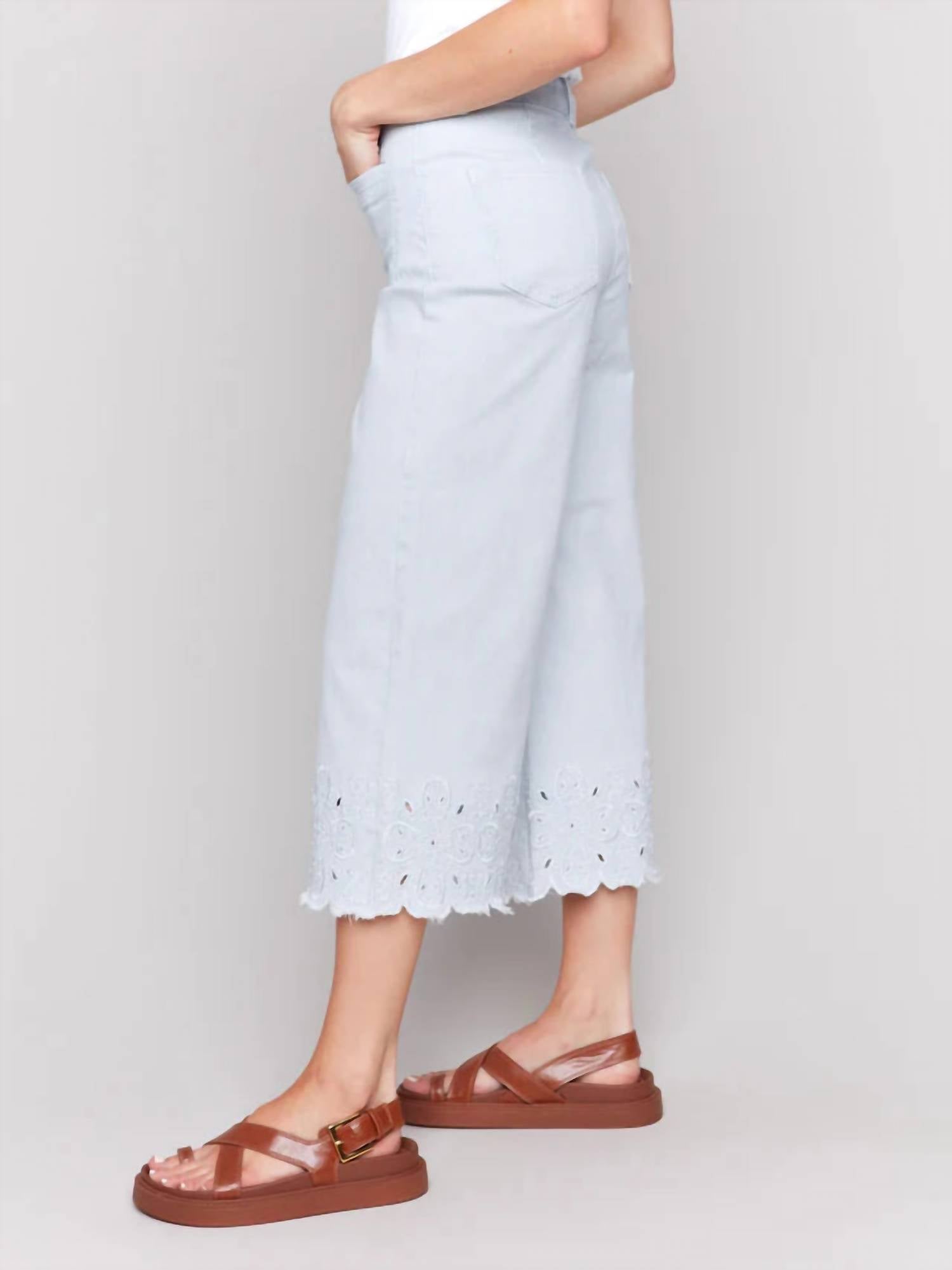 Charlie B - Scallop Hem Crop Wide Leg Pants