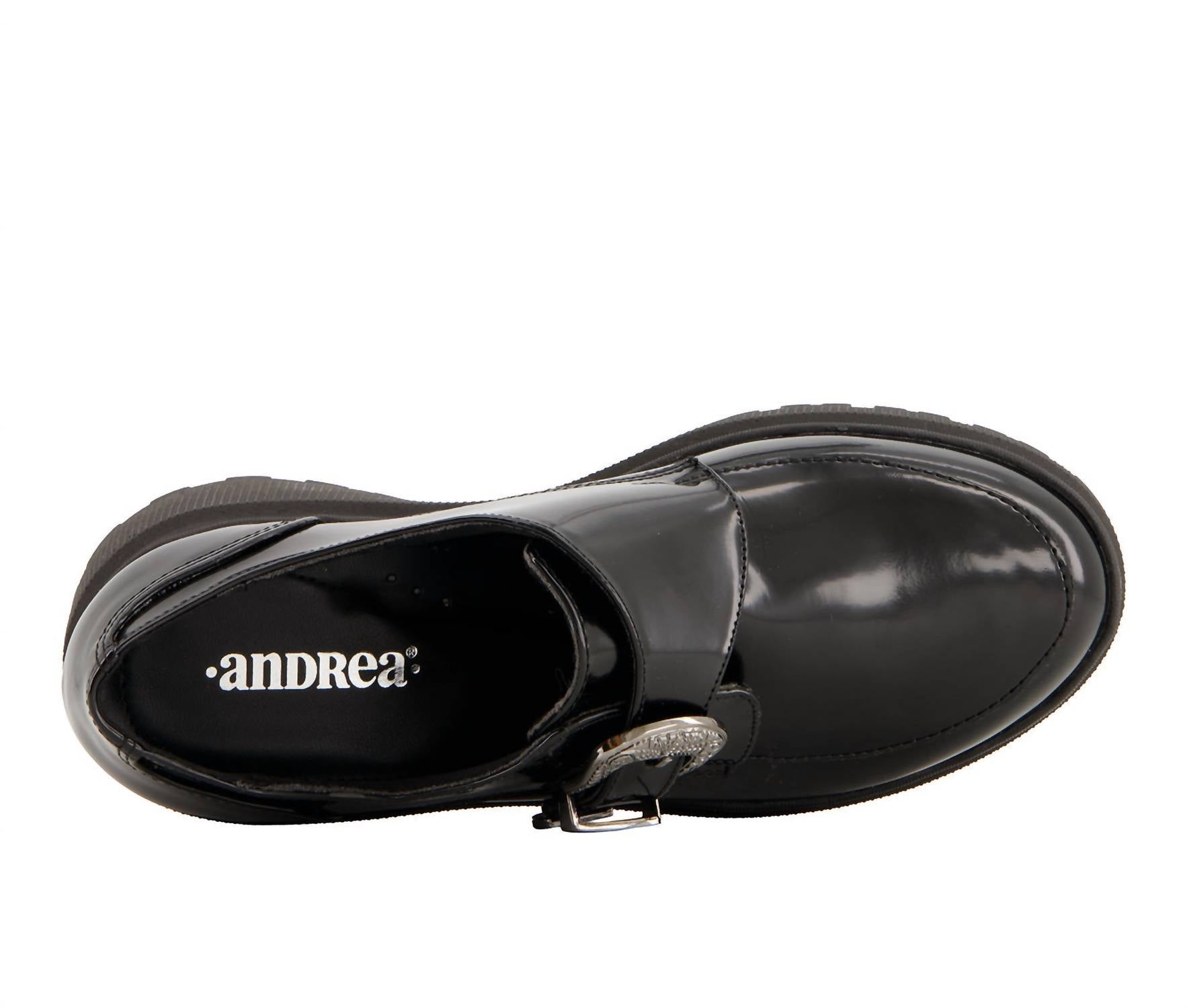 Andrea - Women's Chunky Sole Heeled Patent Moccasins