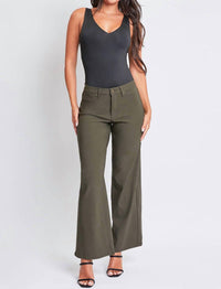 YMI Hyperstretch High Rise Wide Leg Pants in olive - women's pants