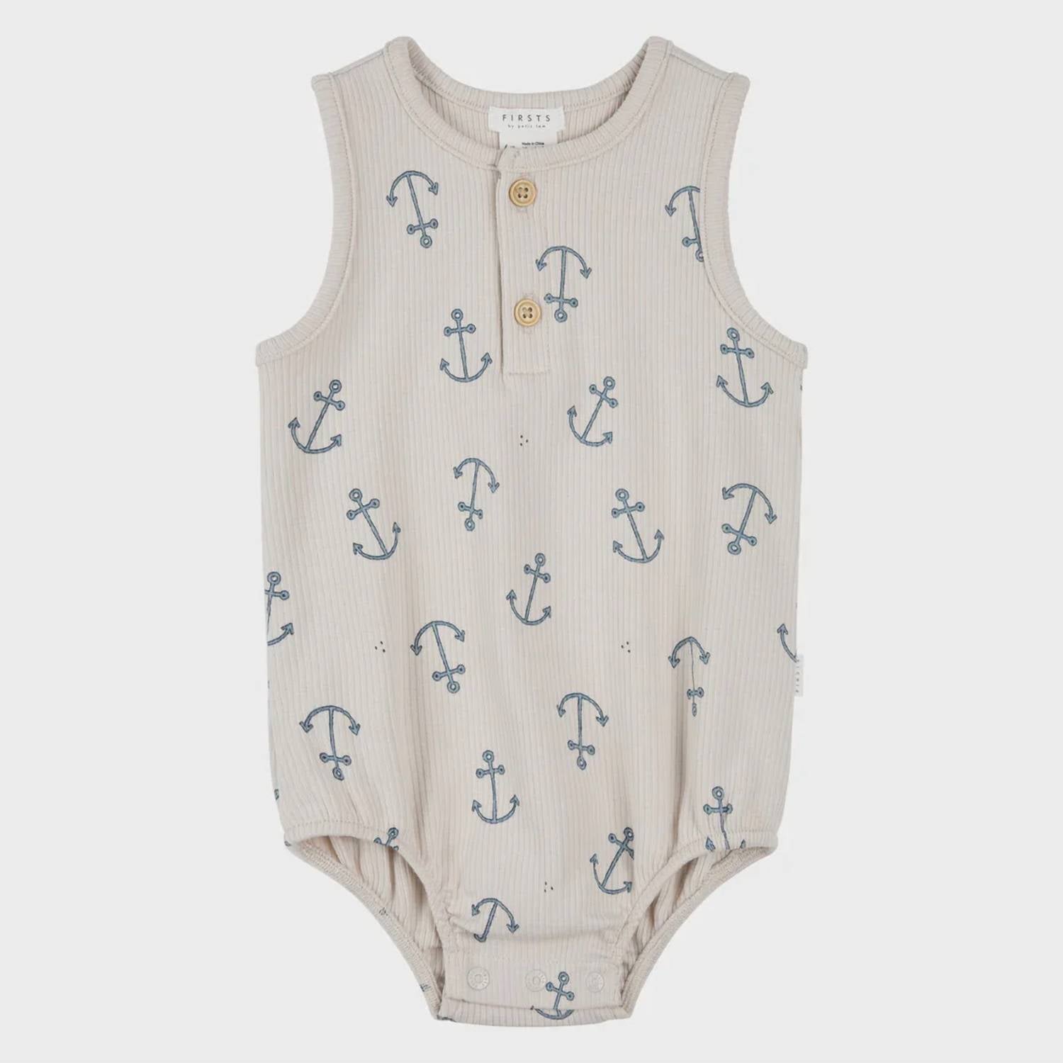 Petit Lem - Boy's Sleeveless Anchor Bodysuit