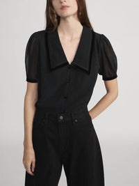 Frame - Velvet Trim Sailor Blouse
