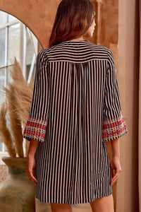 Andree By Unit - Embroidered Striped Cardigan