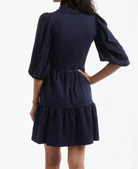 SMITH & QUINN Tory Mini Dress in navy ponte - women's dress - detail view