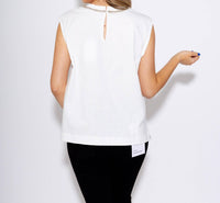 2.7 AUGUST APPAREL Glimmer with Grace Bow Tank in white - women's tank top - detail view