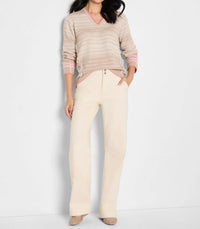 Nic + Zoe V Neck Sweater With Braided Sides in neutral multi - women's sweater - view 4