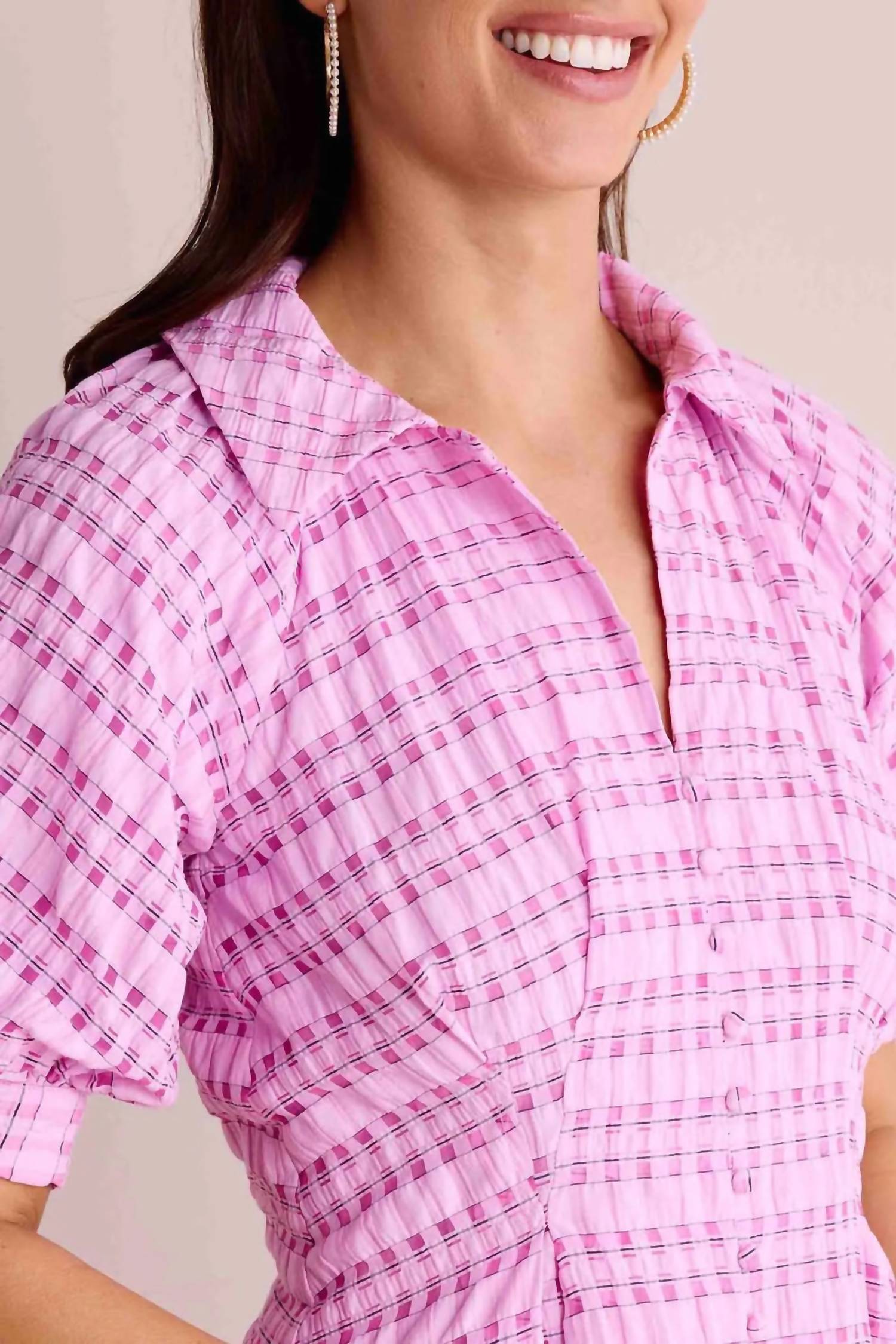 English Factory - Seersucker Check Midi Dress