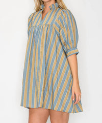 Meet Me In Santorini - Short Sleeve Mini Dress