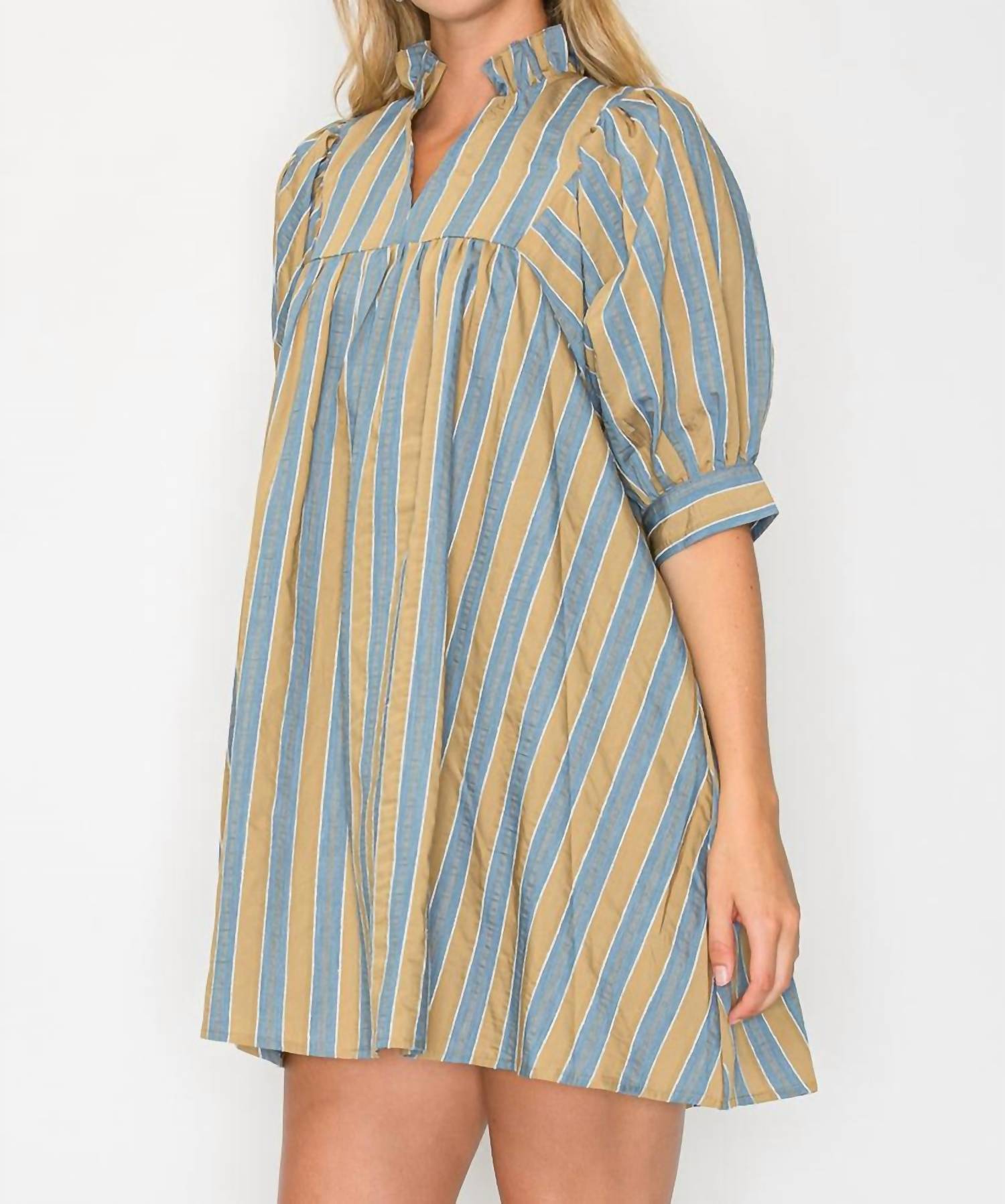 Meet Me In Santorini - Short Sleeve Mini Dress