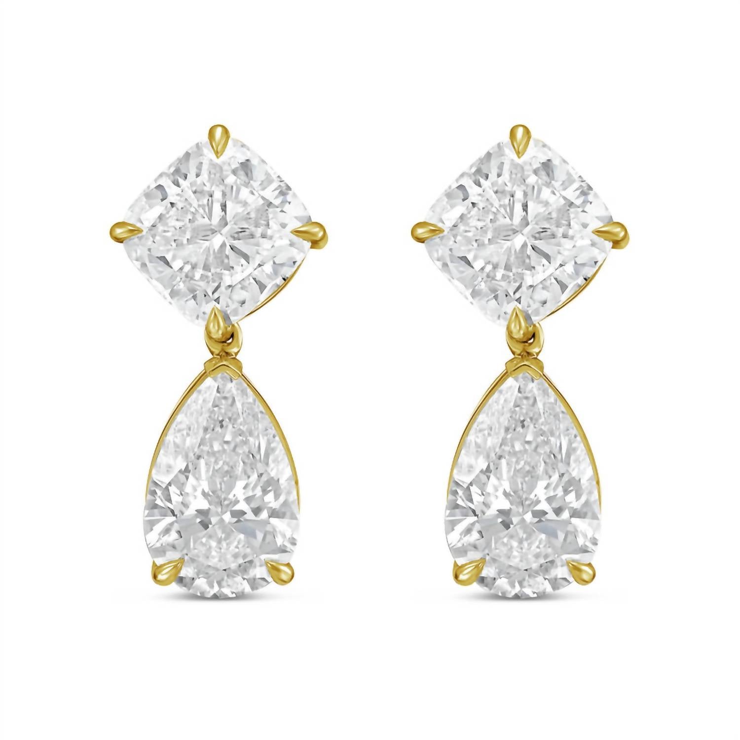 Diana M Jewels - Women's Cushion & Pear Lab-grown Diamond Stud Earrings (12.00 Tcw) - Luxe