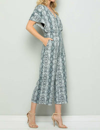 See And Be Seen - Snake Print Surplice Jumpsuit
