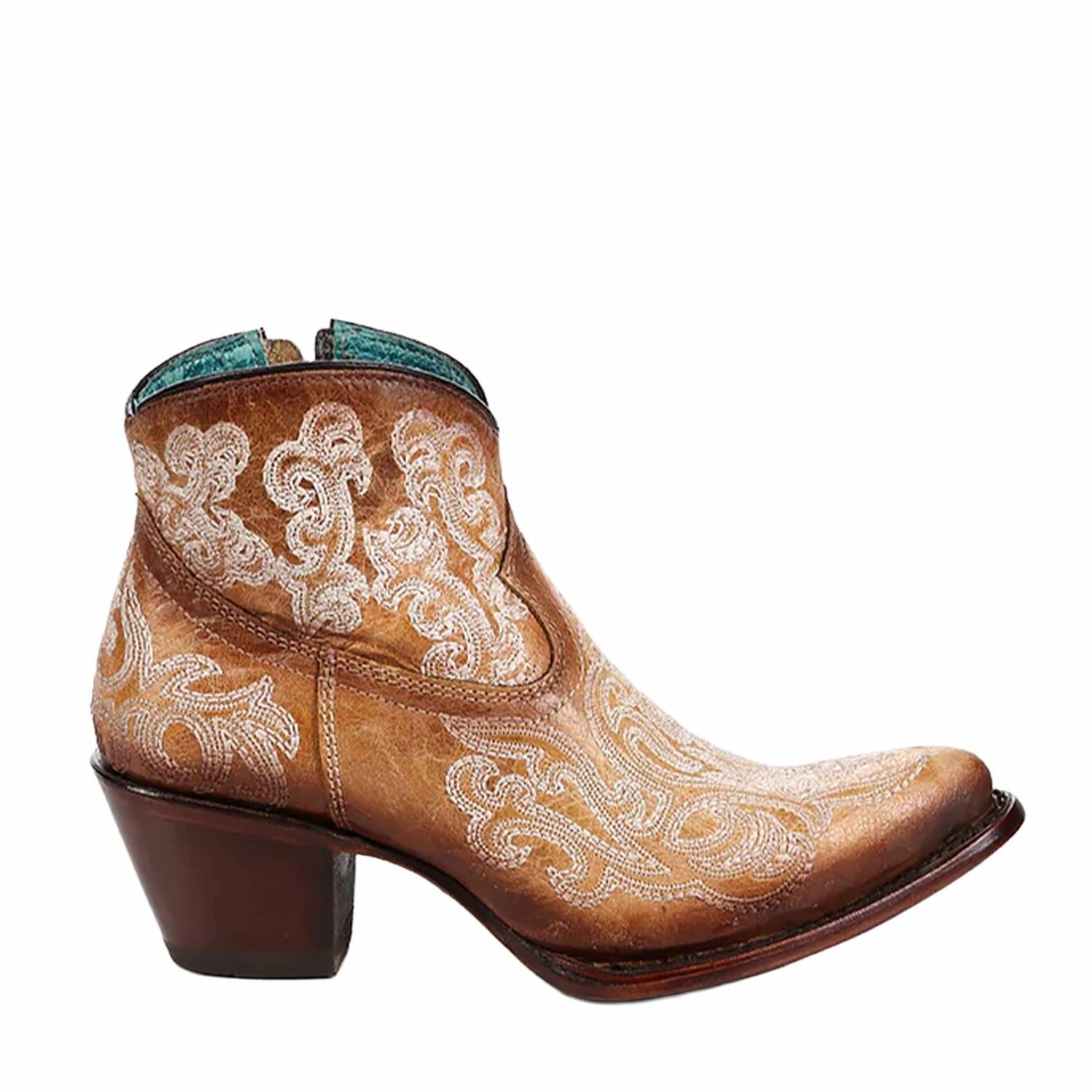 Corral - Women's Luminescent Straw Blue J-toe Ankle Boots