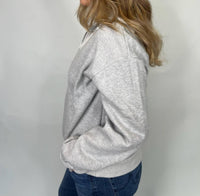Bella Dahl Mix Knit Henley Zip Sweatshirt in grey - women's top - alternate view