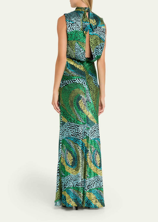 Saloni - Fleur Printed High-neck Dress
