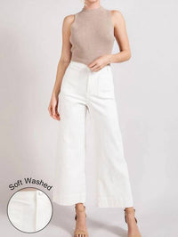 Ee:Some - Soft Washed Wide Leg Cotton Pants
