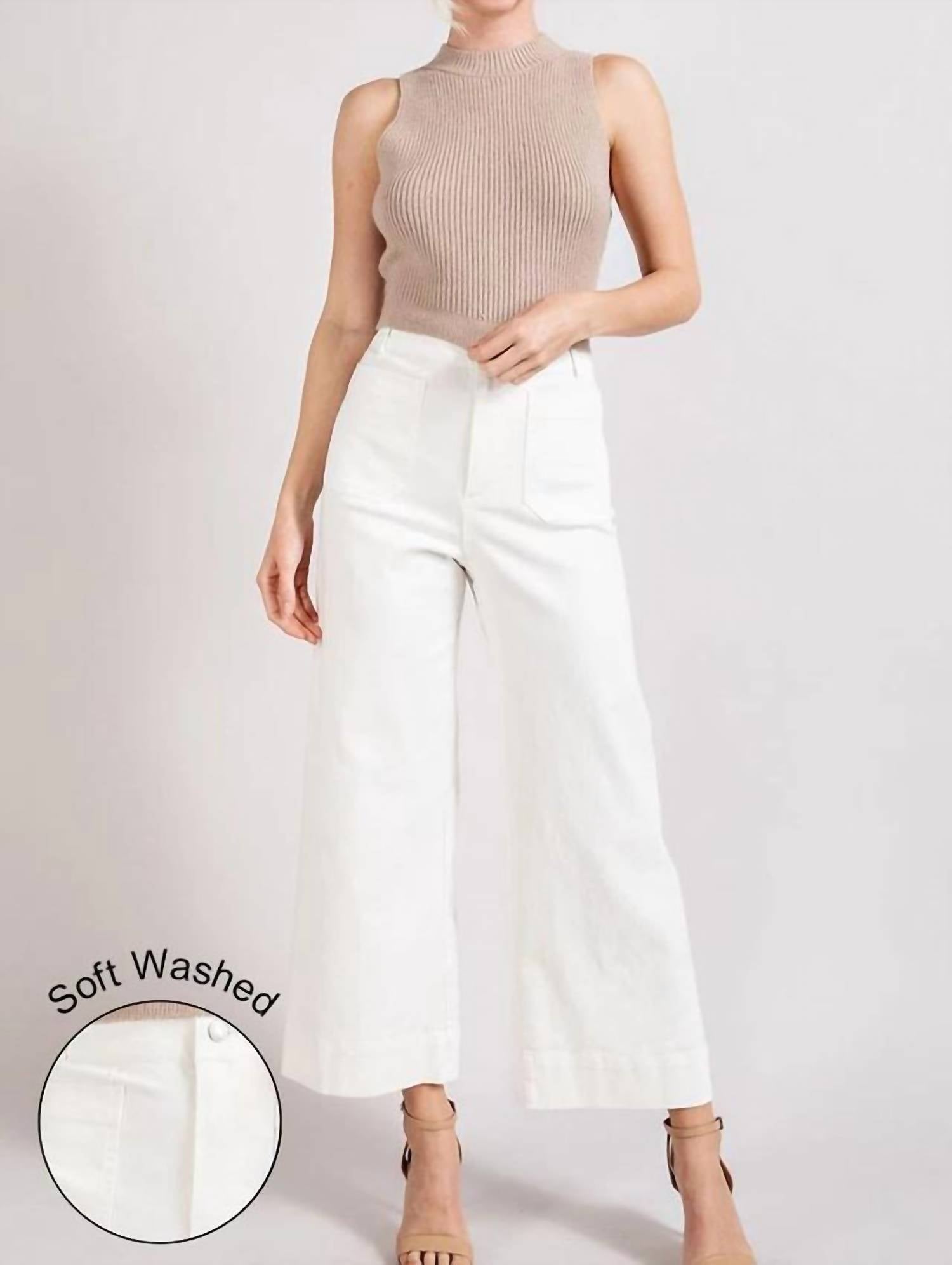 Ee:Some - Soft Washed Wide Leg Cotton Pants