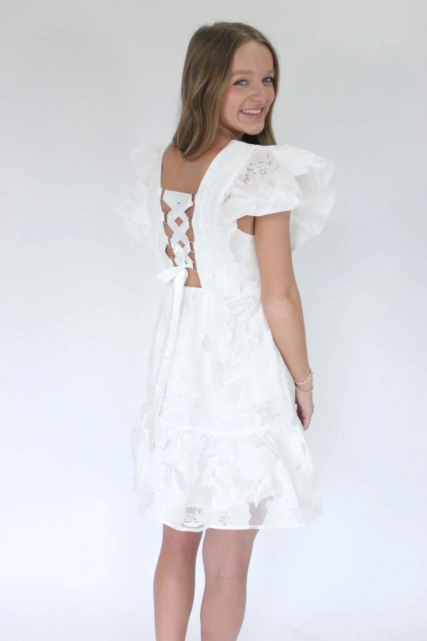 Tcec - Blossom Ruffle Sleeve Midi Dress