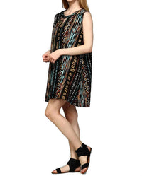 Velzera - Tribal Sleeveless Keyhole Mini Dress