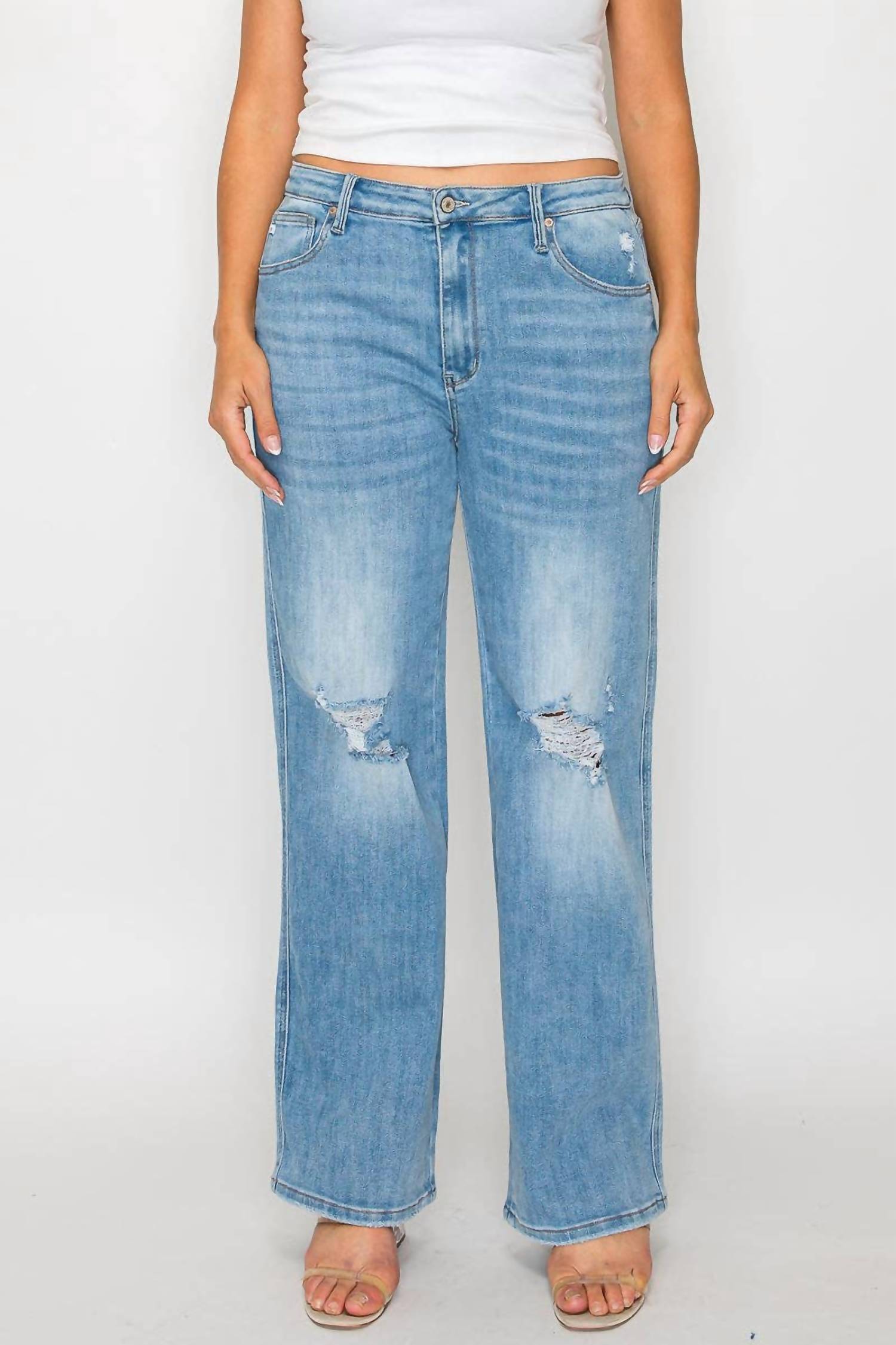 Bytos - High Rise Straight Leg Jeans - Plus