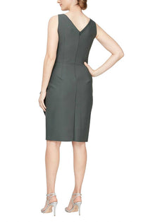 Alex Evenings - Women's Brooch Side Tiered Zipper Back Dress