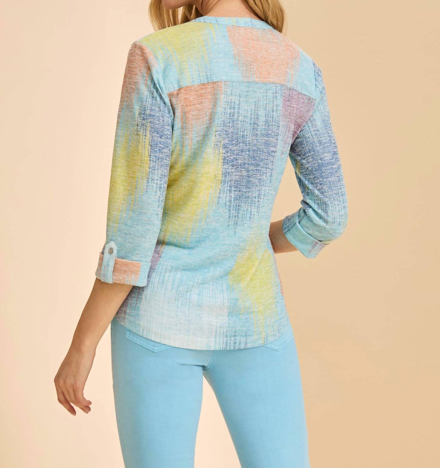 Fdj - 3/4 Sleeve Henley Top