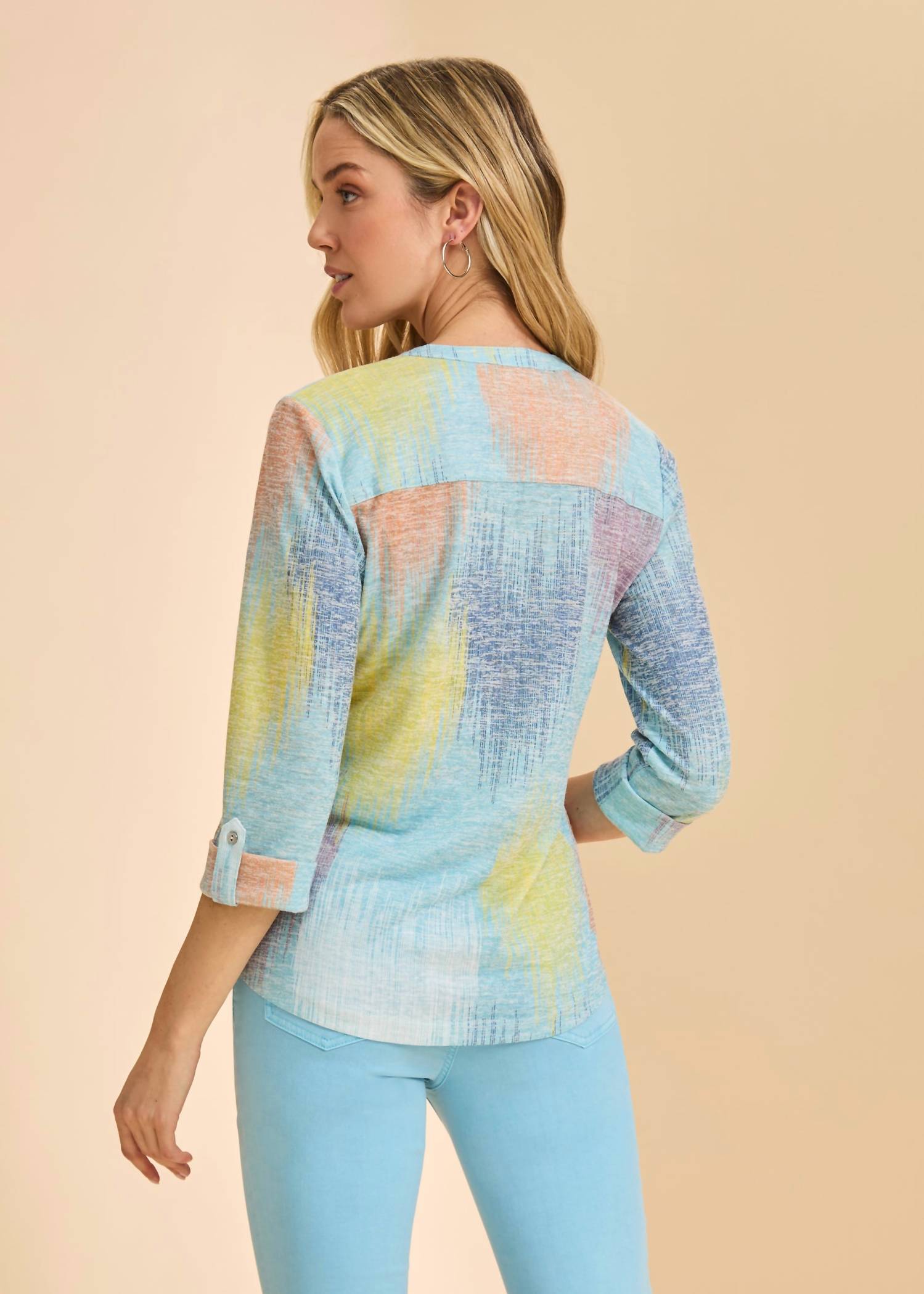 Fdj - 3/4 Sleeve Henley Top