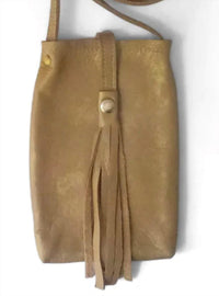 Beaudin Women's Leather Phone Purse in bronze - women's bag - detail view