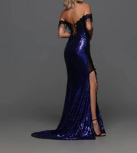 Candice - Long Sequin Off The Shoulder Lace Gown