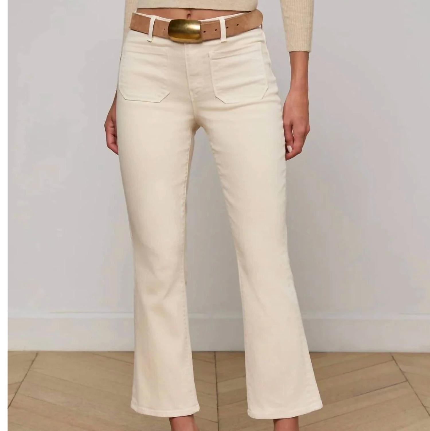 L'Agence Noya Patch Pocket Slim Jeans in french vanilla 1 - women's jeans