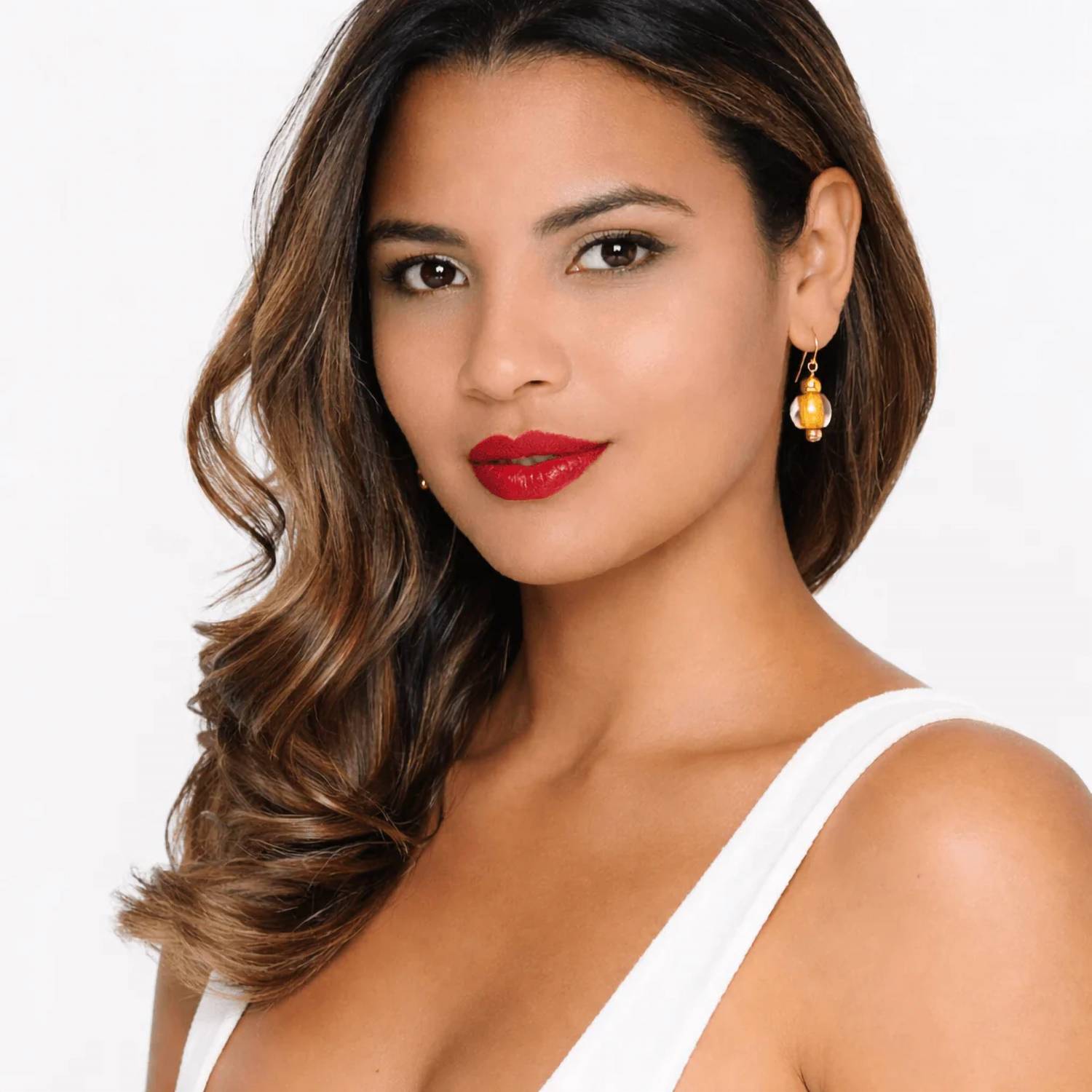 Gold & Honey - Women's Bead Drop Earrings