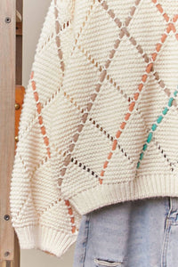 Mello - Women's Diamond Cutout Knit Sweater
