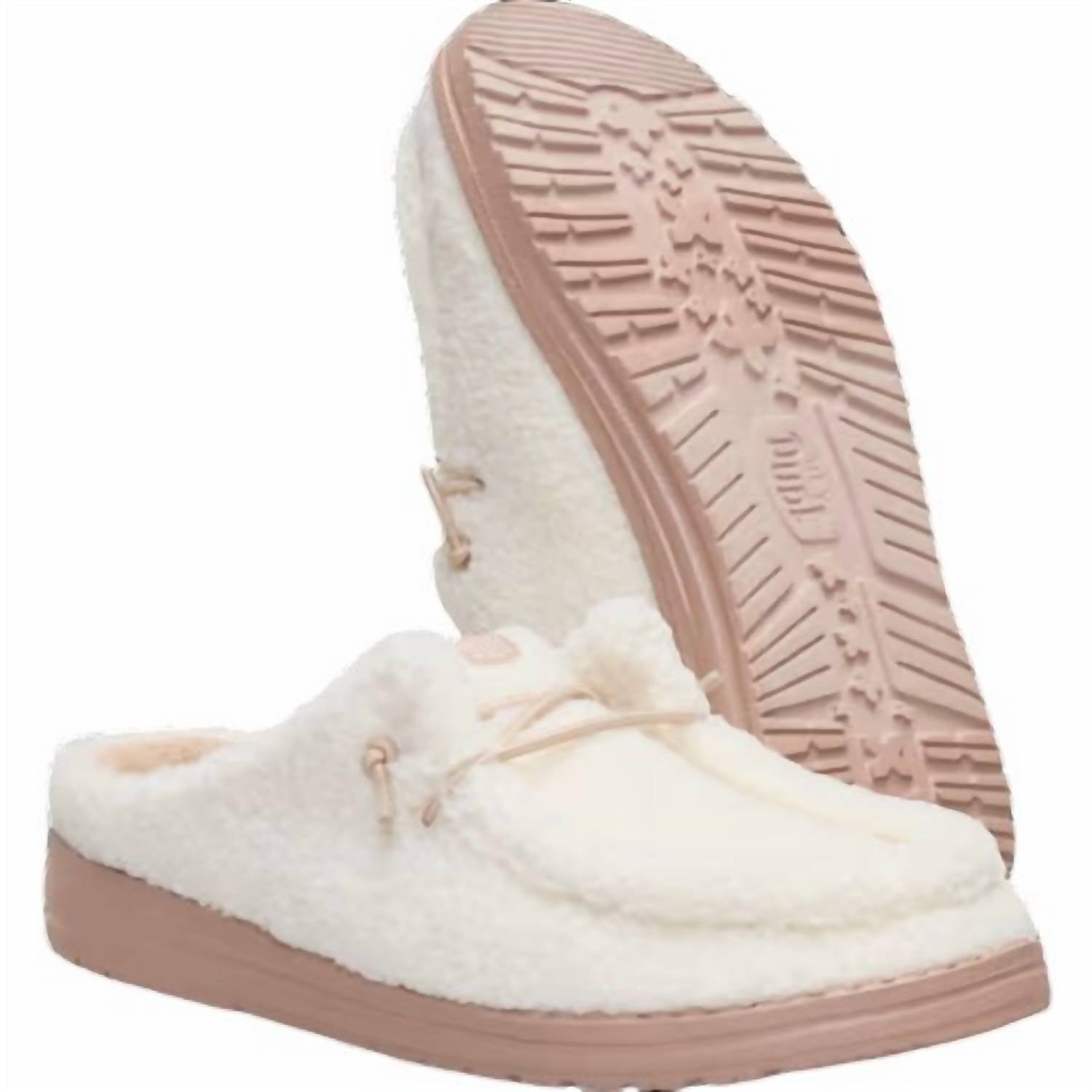 HEY DUDE Women's Wendy Sherpa Slipper in egret - women's shoe - alternate view
