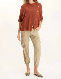 Xcvi - Asymmetrical Button Detail Knit Poncho Top