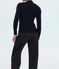 PISTOLA Dara Long Sleeve Funnel Neck Top in nior - women's long sleeve top - detail view