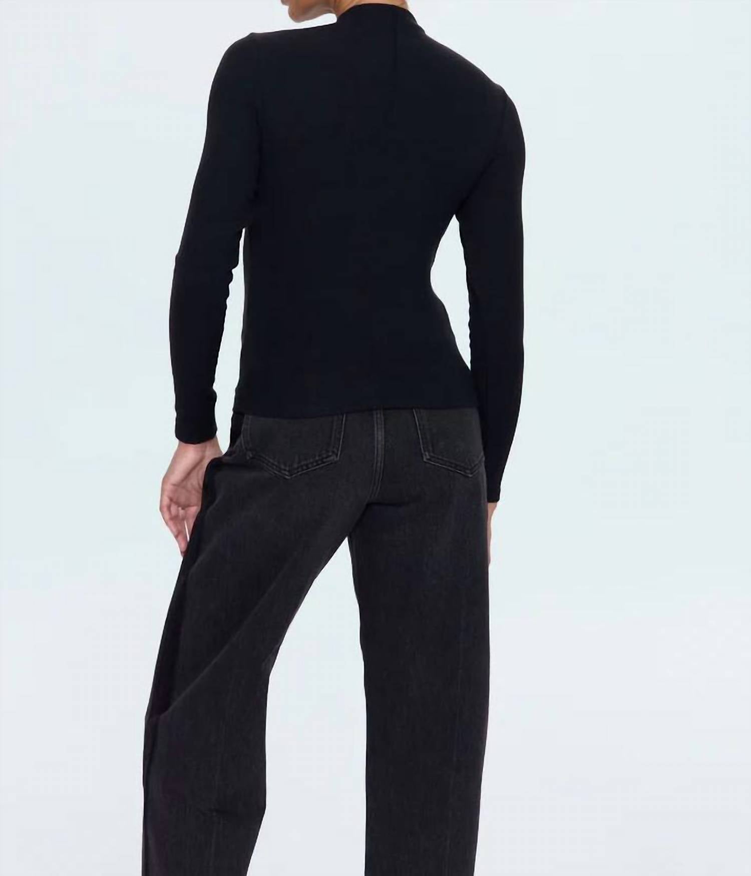 PISTOLA Dara Long Sleeve Funnel Neck Top in nior - women's long sleeve top - detail view