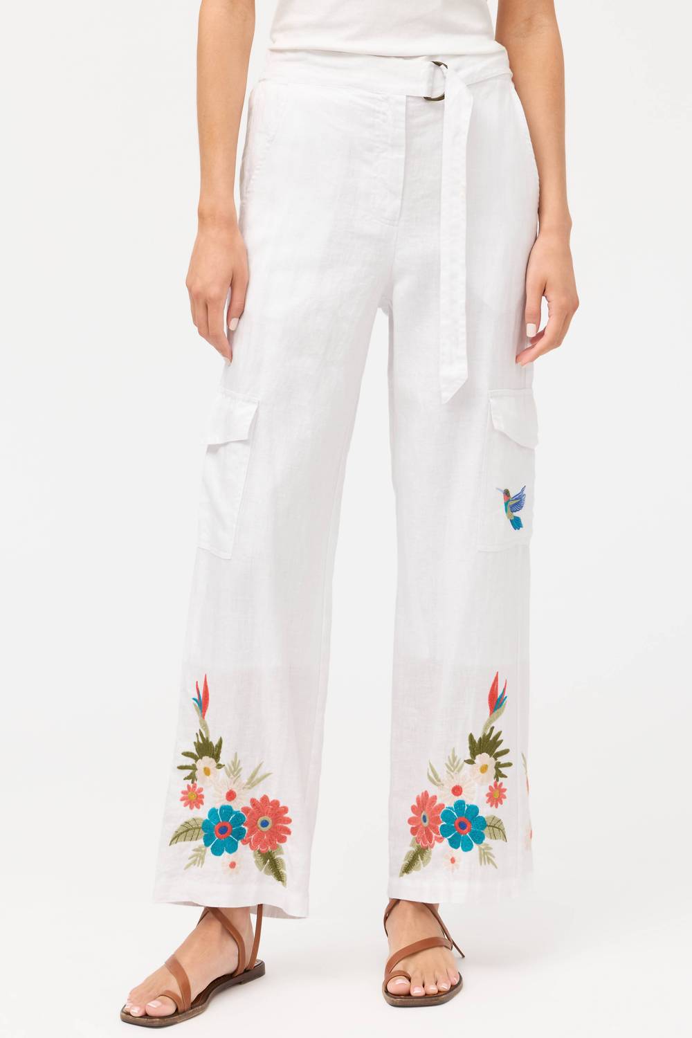 Johnny Was FRANCIS RELAXED LINEN PANT in white - women's pants