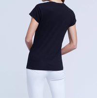 L'Agence Cory Short Sleeve Crew Neck Tee in black - women's t-shirt - detail view
