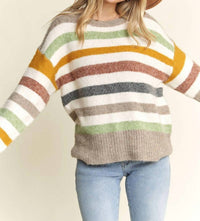 Madelyn - Stripe Sweater Top - Plus