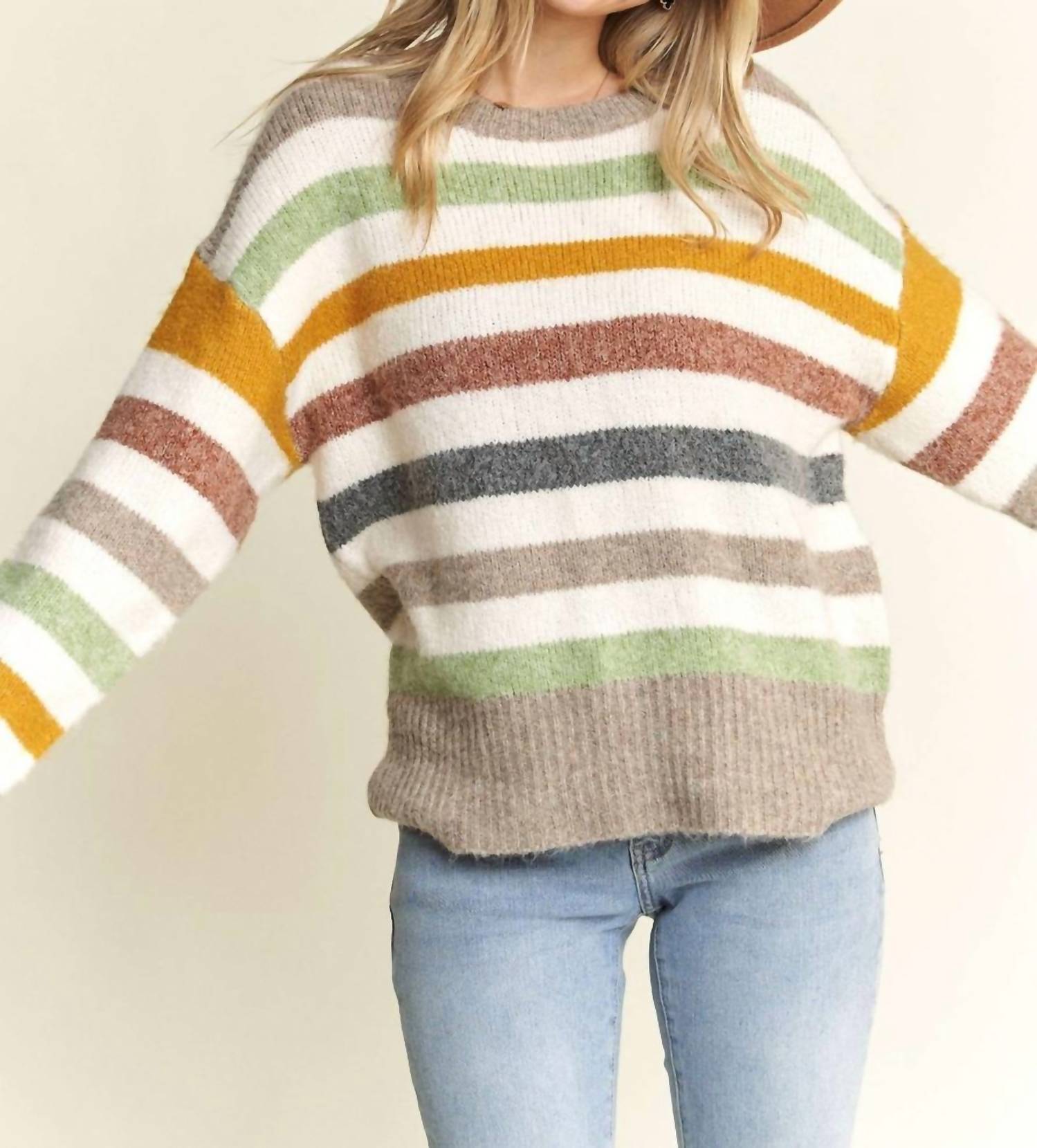Madelyn - Stripe Sweater Top - Plus