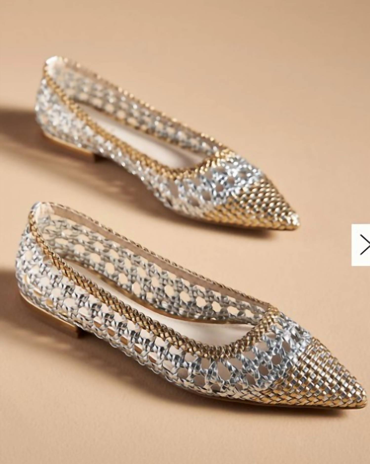 CECELIA NEW YORK Women's Brie Woven Flat Shoes in sliver gold - women's shoe