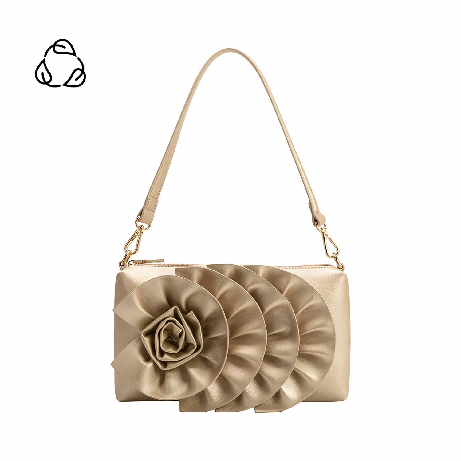 Melie Bianco Women's Florence Recycled Vegan Shoulder Bag in gold - women's bag