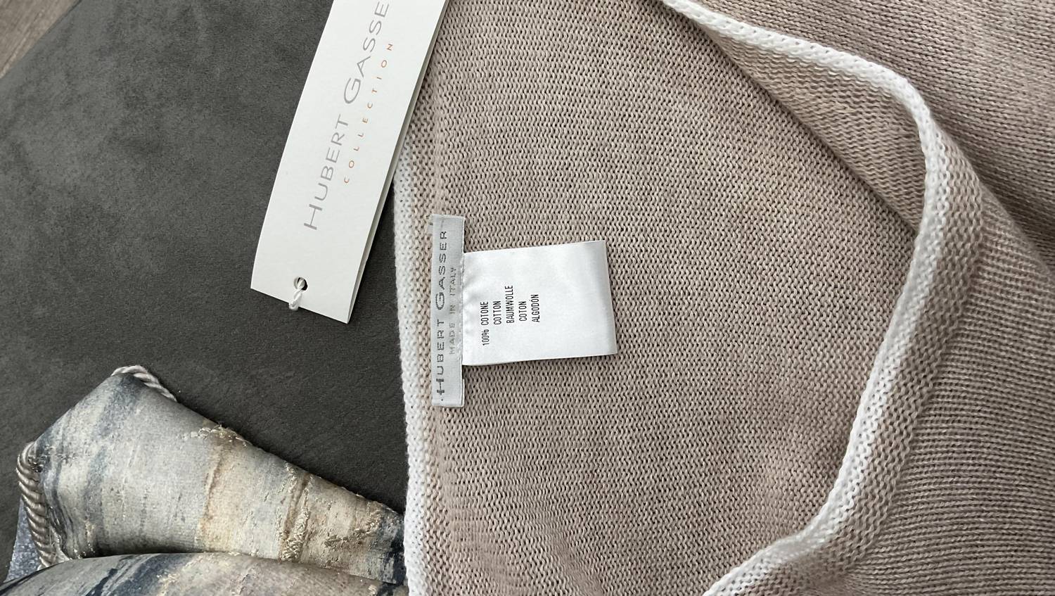Hubert Gasser - BEIGE COTTON 3/4 SLEEVE SWEATER