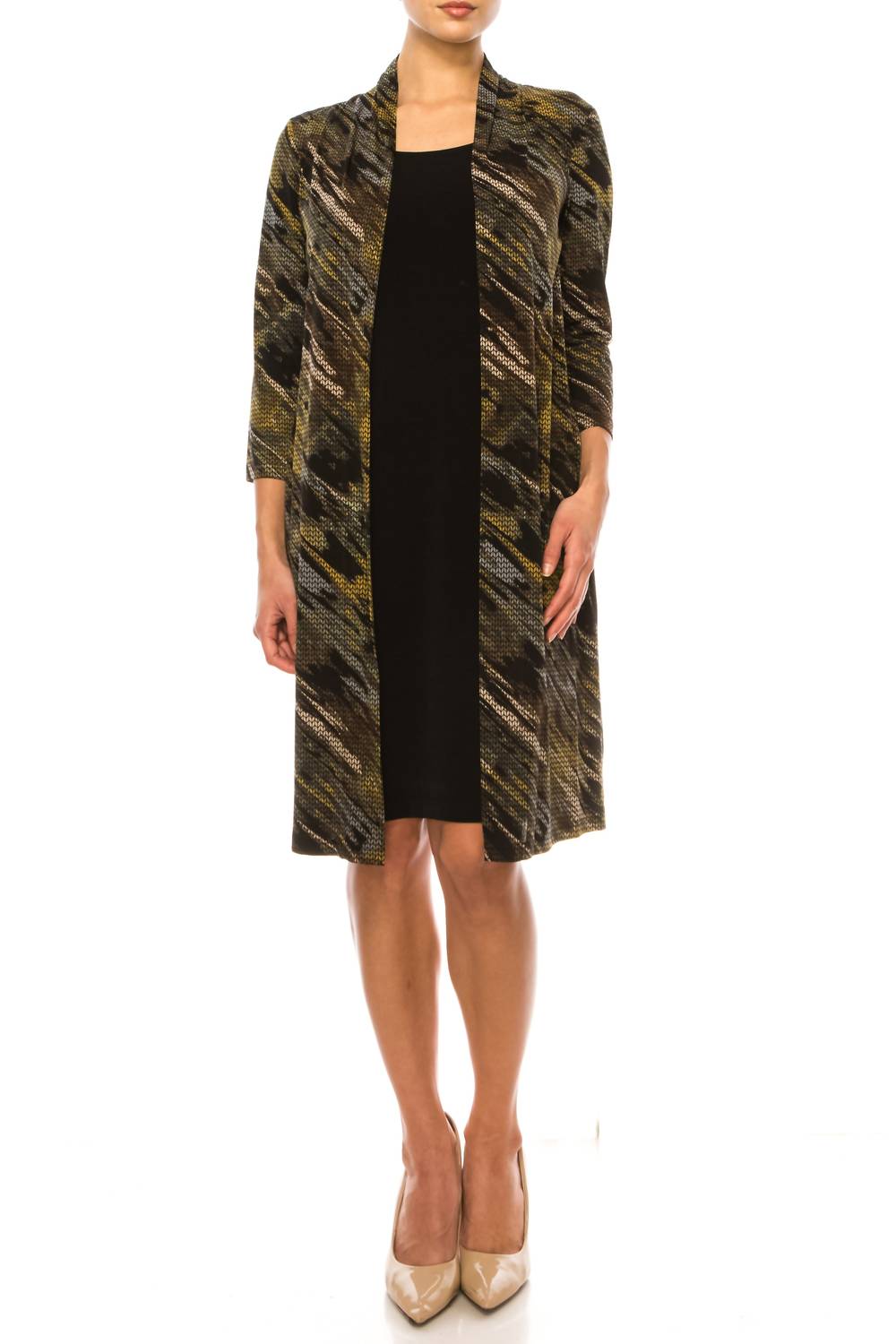 Connected Apparel - Open-front Faux Jacket Dress