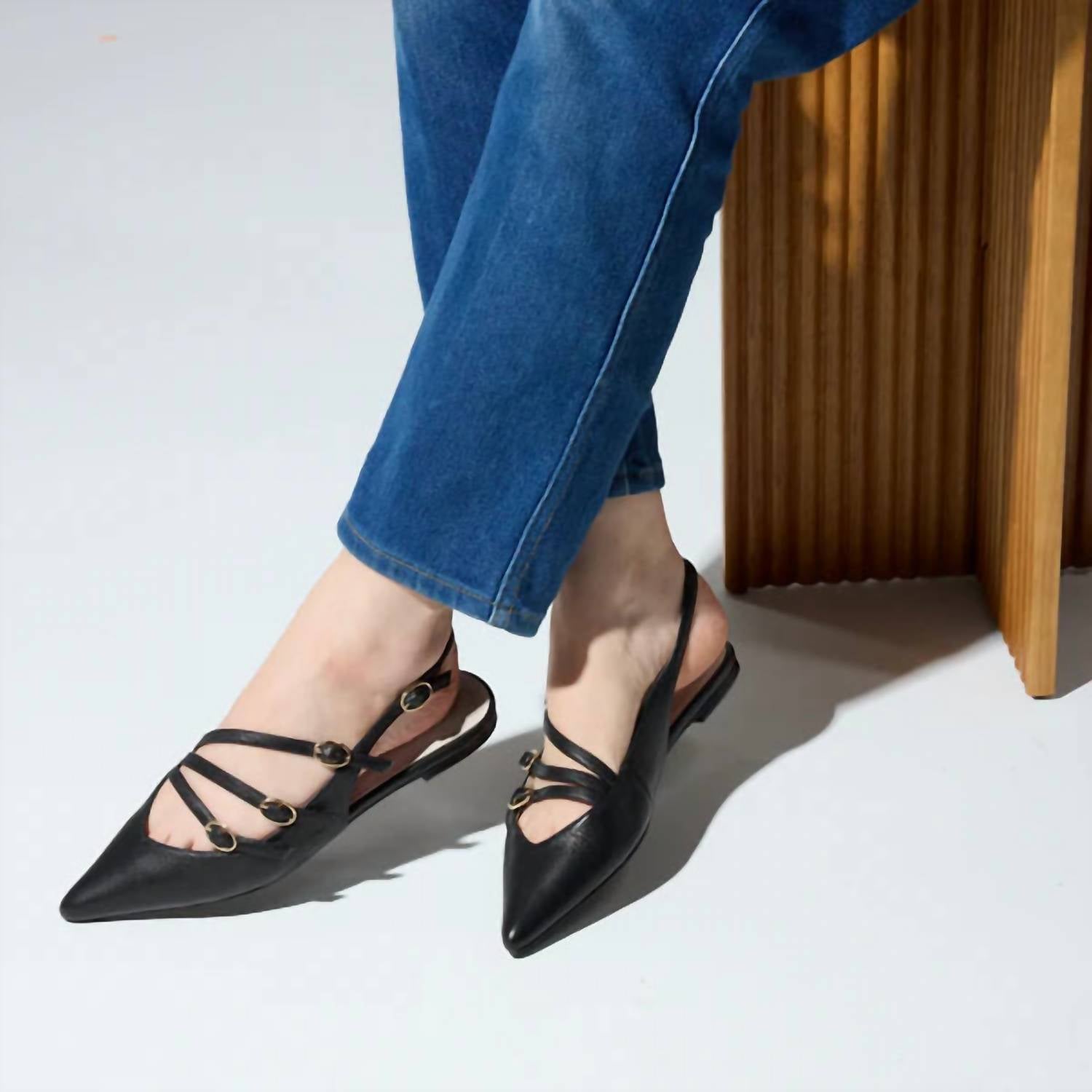 Yosi Samra - Women's Ava Slingback Leather Flat