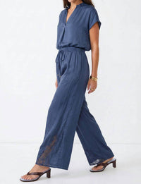 Naked Zebra - Floral Lace Detail Wide Leg Pants